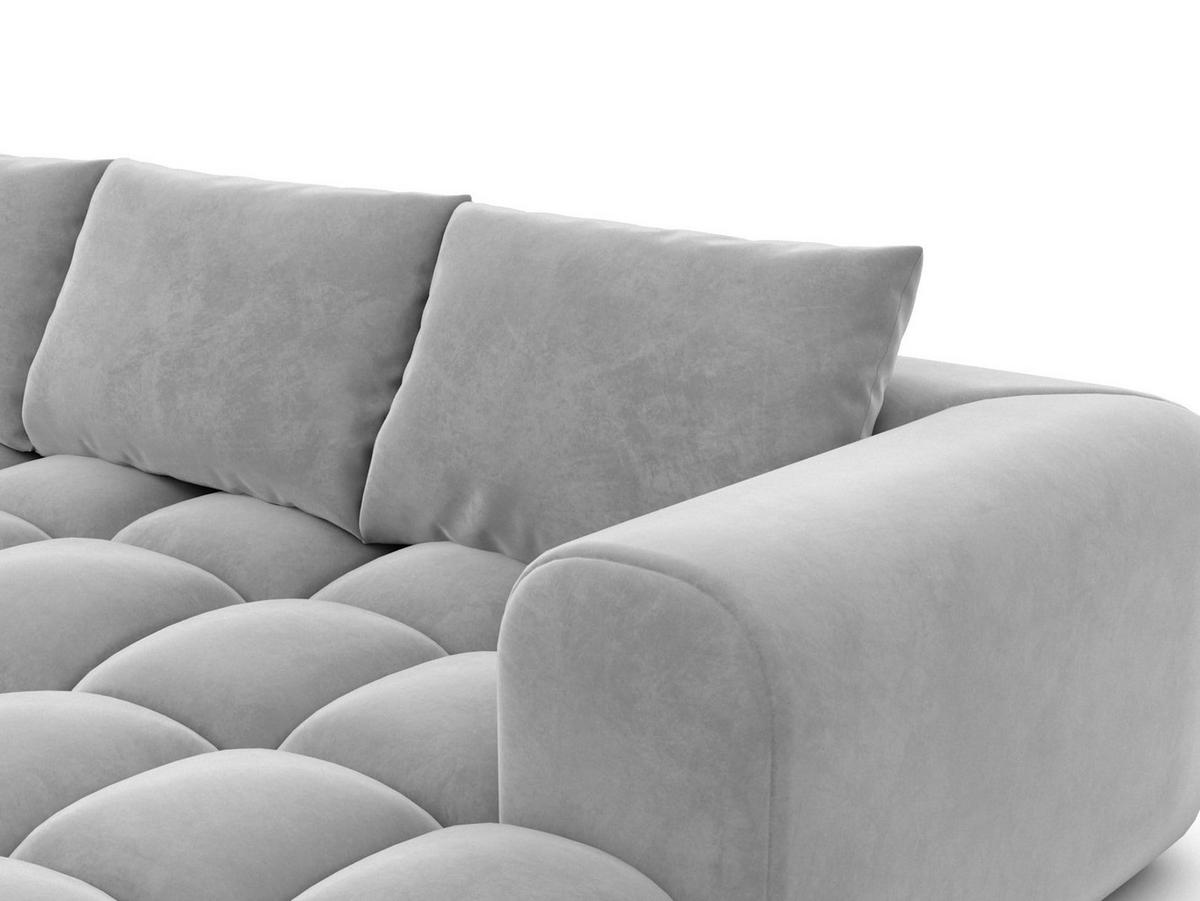 WOHNLANDSCHAFT Casaluna U-Form Hellgrau Samtstoff - Hellgrau, Kunststoff (338/88/267cm)