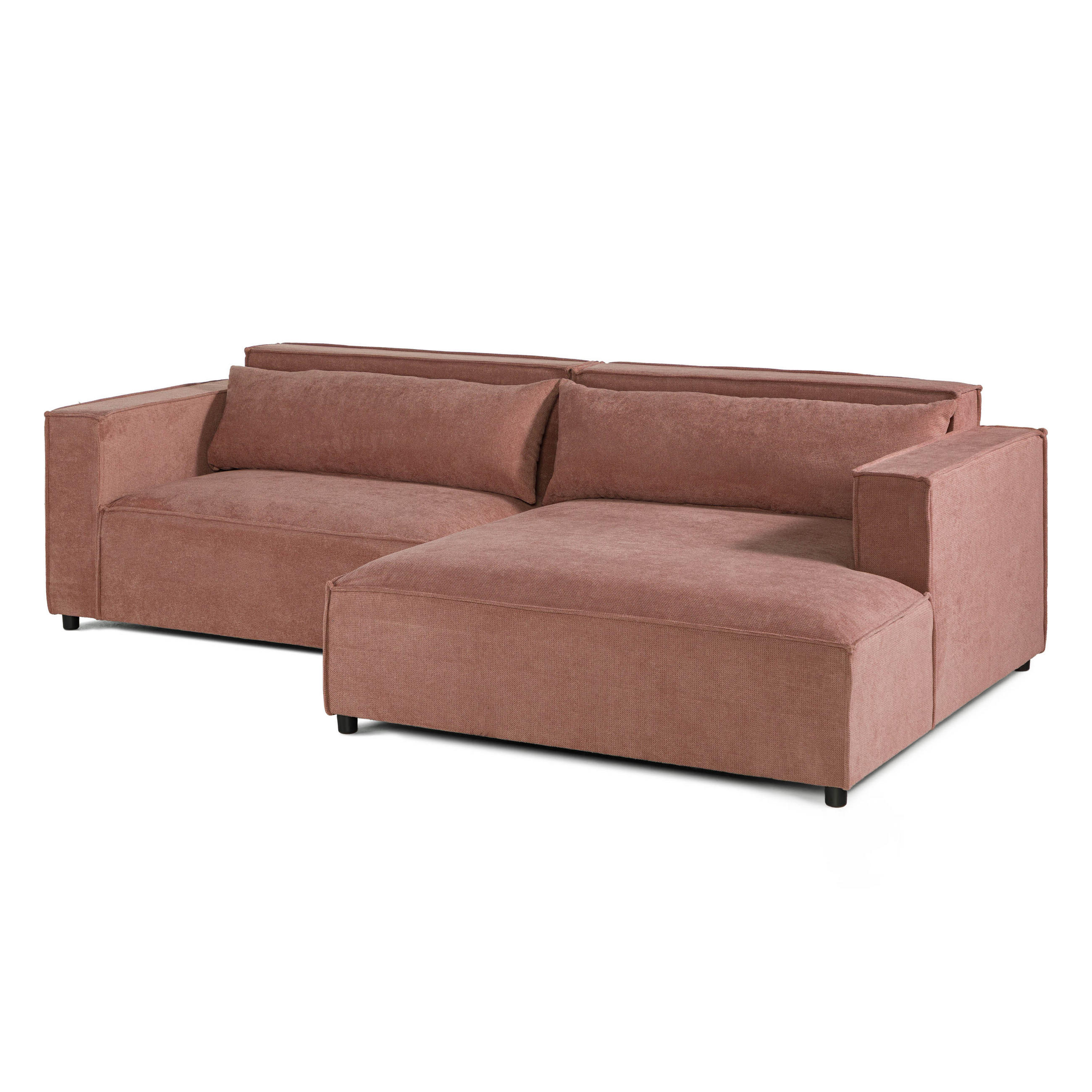 ECKSOFA Ottomane rechts Geflechtstoff 266x150x80 rosa FINN - Rosa, Textil (266/150cm) - Massivmoebel24