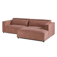 ECKSOFA Ottomane rechts Geflechtstoff 266x150x80 rosa FINN - Rosa, Textil (266/150cm) - Massivmoebel24
