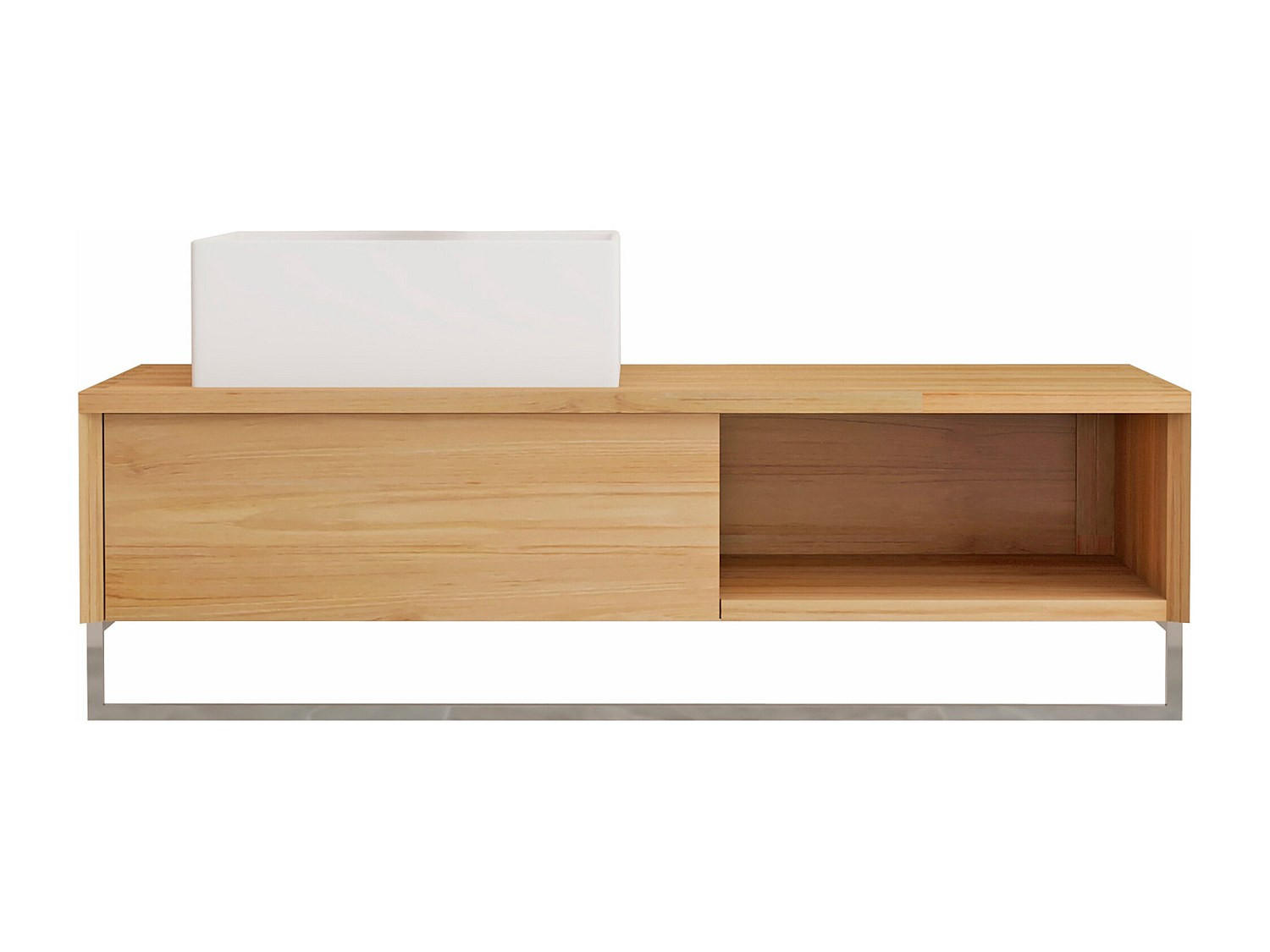 EINZELWASCHTISCH - 105 cm x 50 cm - Holz, Platte - Naturfarben Hell - KUPANG - Naturfarben, Holz (105/32/50cm) - Vente-Unique
