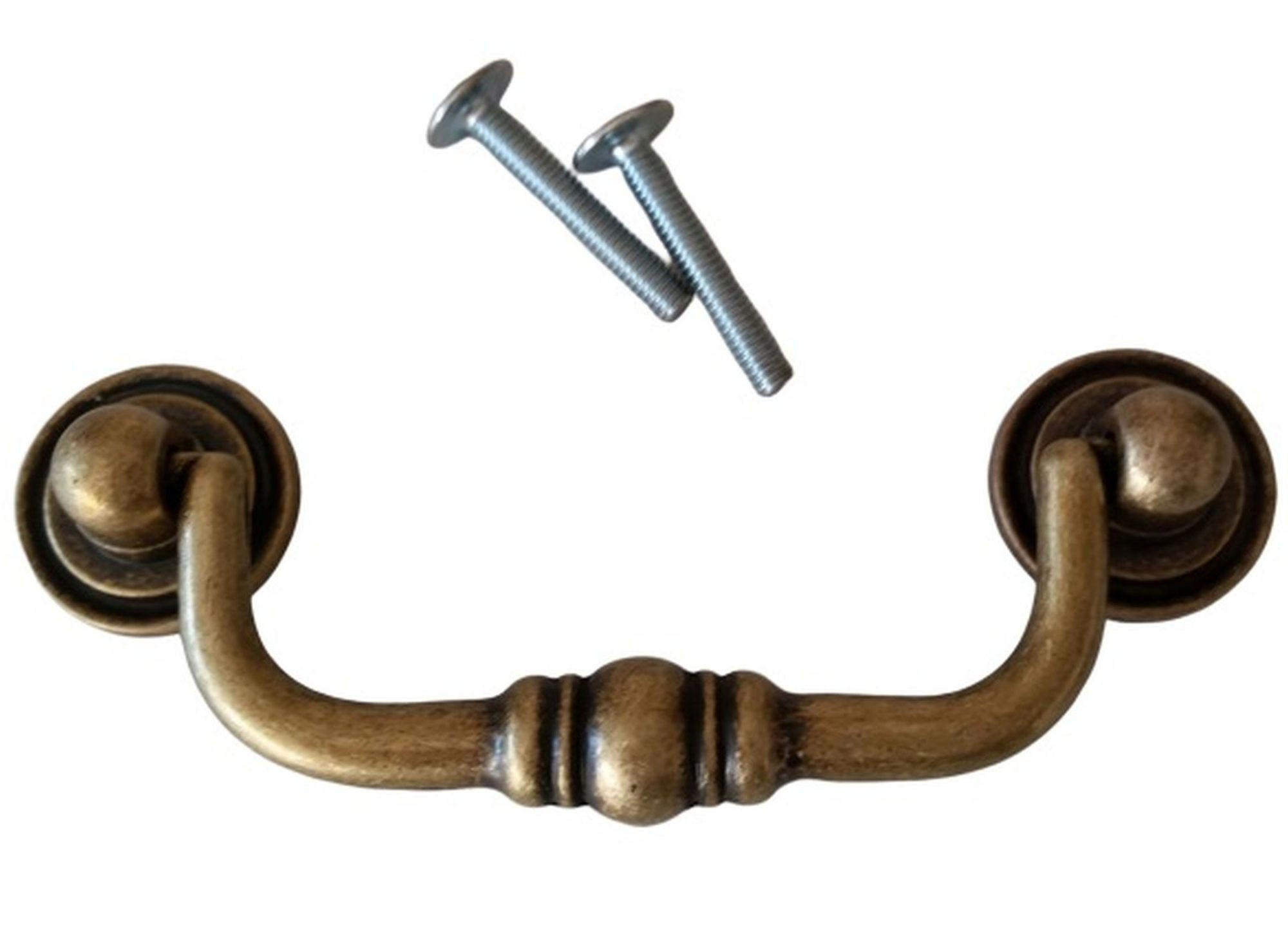 HÄNGEGRIFF BA 80mm Klappgriff Messing brüniert Truhengriff Altmessing Retro - Messingfarben, Metall (0.01/1.5/10.2cm)