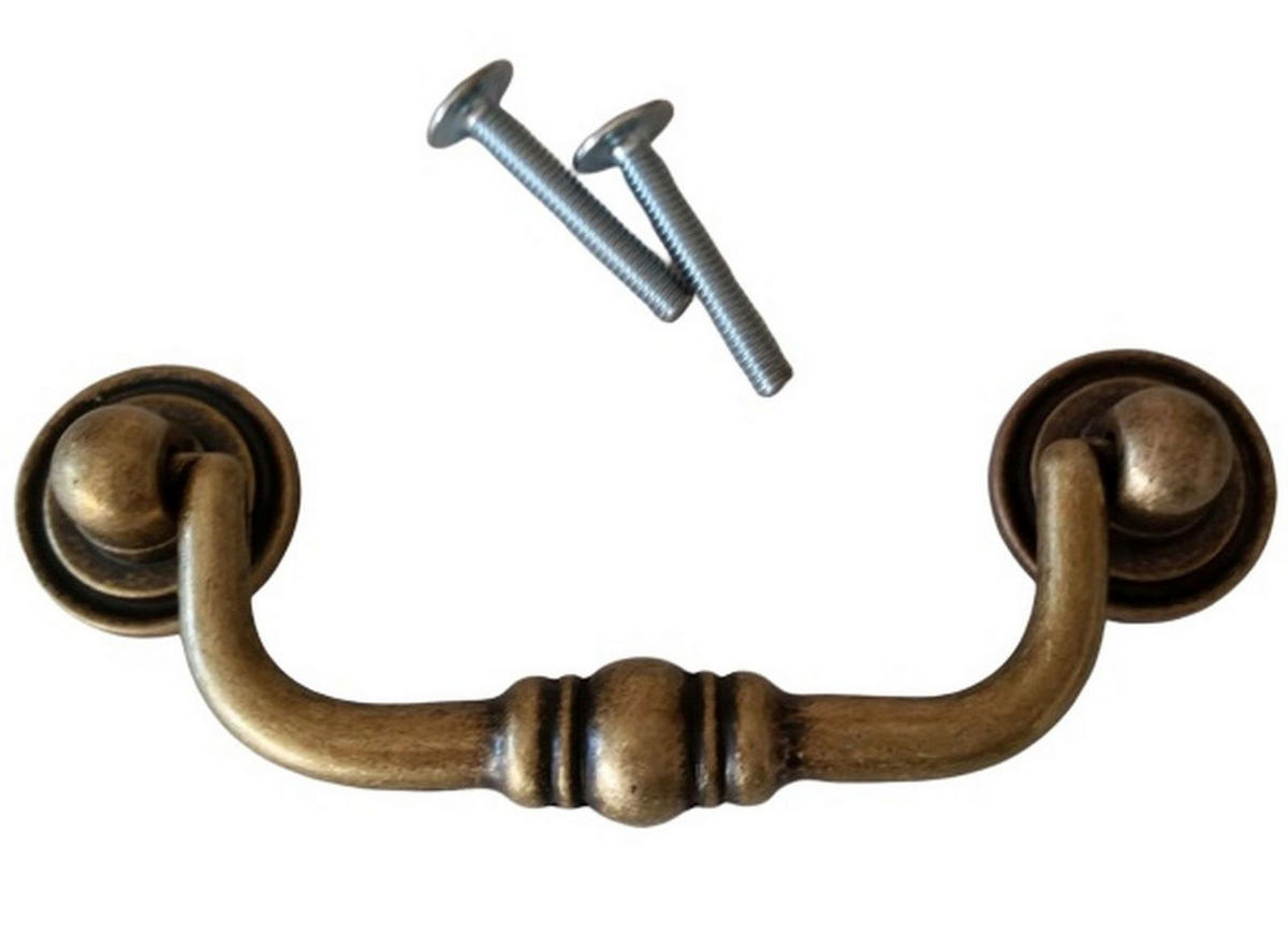 HÄNGEGRIFF BA 80mm Klappgriff Messing brüniert Truhengriff Altmessing Retro - Messingfarben, Metall (0.01/1.5/10.2cm)