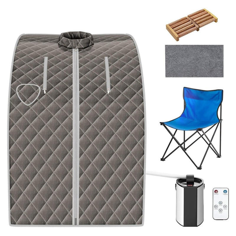 Costway Mini-Dampfsauna Grau 87x101x78 cm