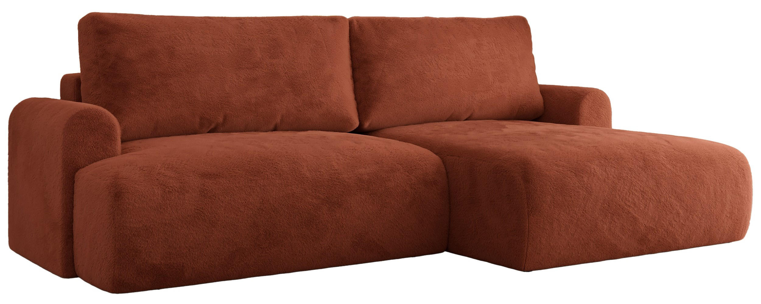 ECKSCHLAFSOFA TONO L Orange Plüsch - rechts - Schwarz/Orange, Kunststoff/Textil (150/260cm) - MKS