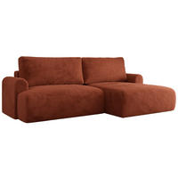 ECKSCHLAFSOFA TONO L Orange Plüsch - rechts - Schwarz/Orange, Kunststoff/Textil (150/260cm) - MKS