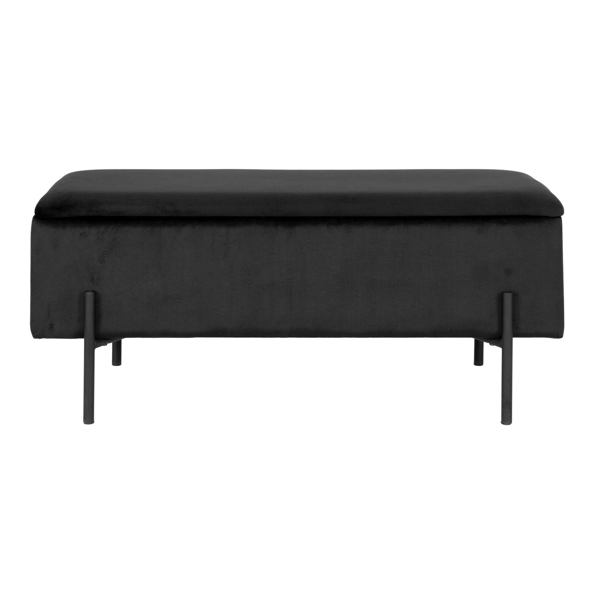 BANK Watford Polyester, Sperrholz Schwarz - Schwarz, Holz (95/43/36.5cm) - tinkaro