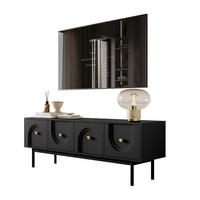 TV-SCHRANK LIBERTY auf Holzbeinen schwarz - Schwarz, Holzwerkstoff (154/53.5/39cm) - Lookway