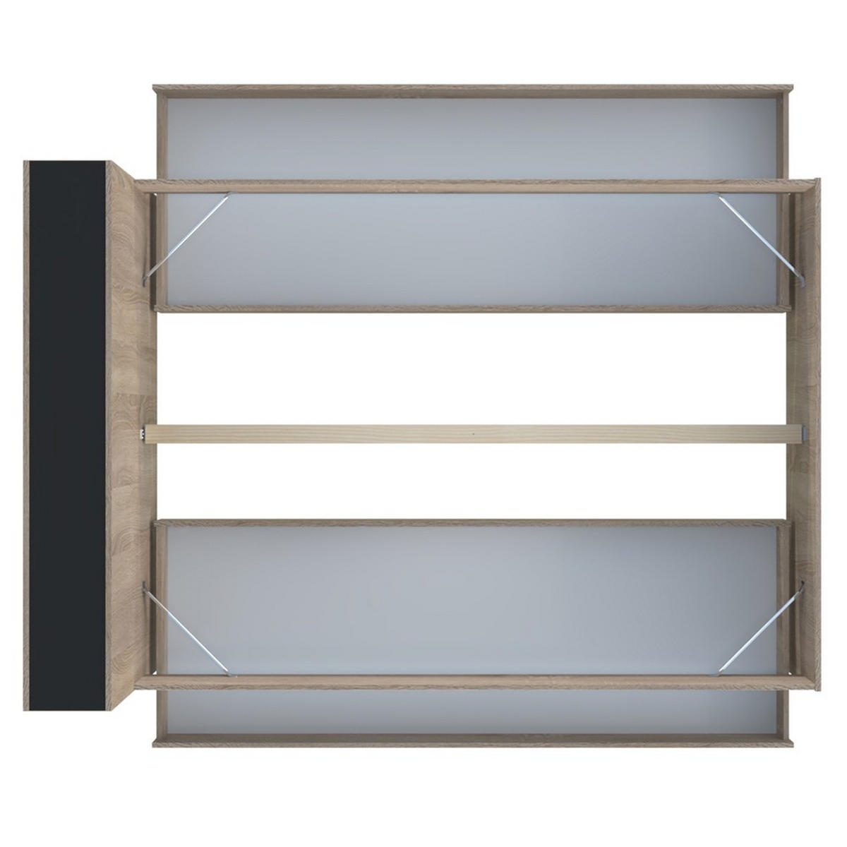 BETT RIGA MIT SCHUBLADEN/ Bett 140x190 - Schwarz und Gebleichte Eiche Dekor - Schwarz, Holzwerkstoff (140/190cm) - Weber Industries