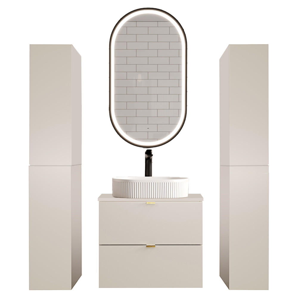 BADMÖBEL-SET 4-TLG. Durango-56 - Beige, Holzwerkstoff (150/200/47cm) - Lomado