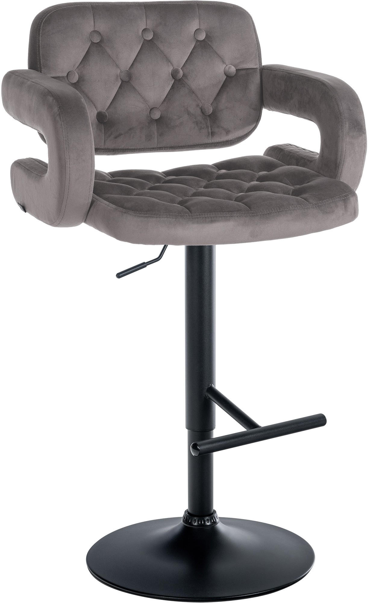 BARHOCKER Samt grau - Schwarz/Grau, Textil (62/103/55cm) - CLP