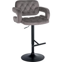 BARHOCKER Samt grau - Schwarz/Grau, Textil (62/103/55cm) - CLP