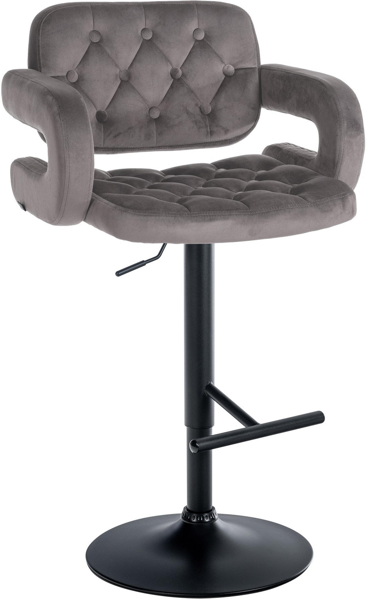 BARHOCKER Samt grau - Schwarz/Grau, Textil (62/103/55cm) - CLP