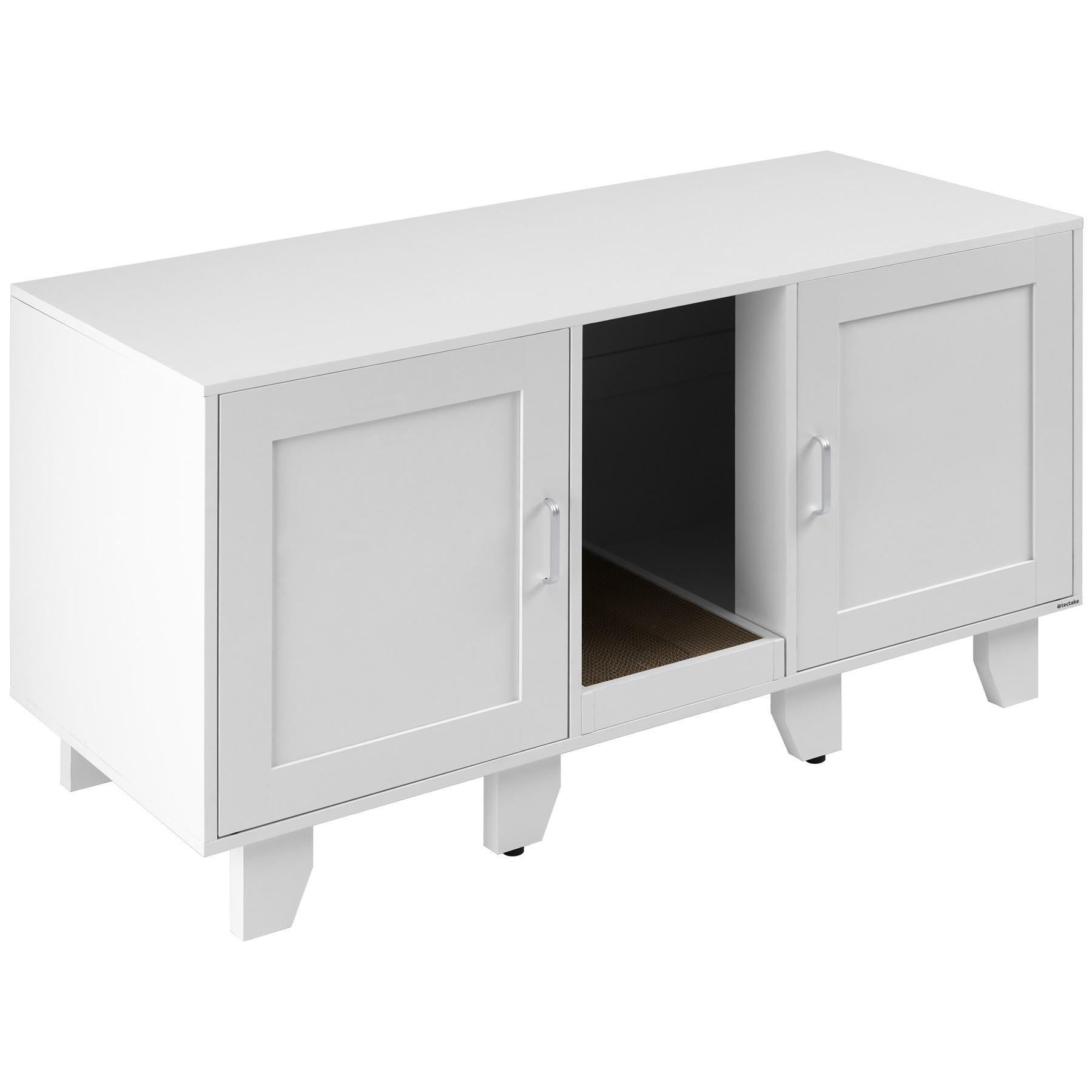 KATZENSCHRANK Freya,inklusive Kratzmatte, 120 x 52 x 65 cm,weiß - Weiß, Holz (120/65/52cm) - tectake