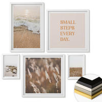 WANDBILDER 5er-Set - 50x50 cm & 20x30 cm & 40x60 cm Weißer Rahmen - Strandwellen, Steine, Sommer - Weiß, Kunststoff (40/60cm) - ArtPrintCave