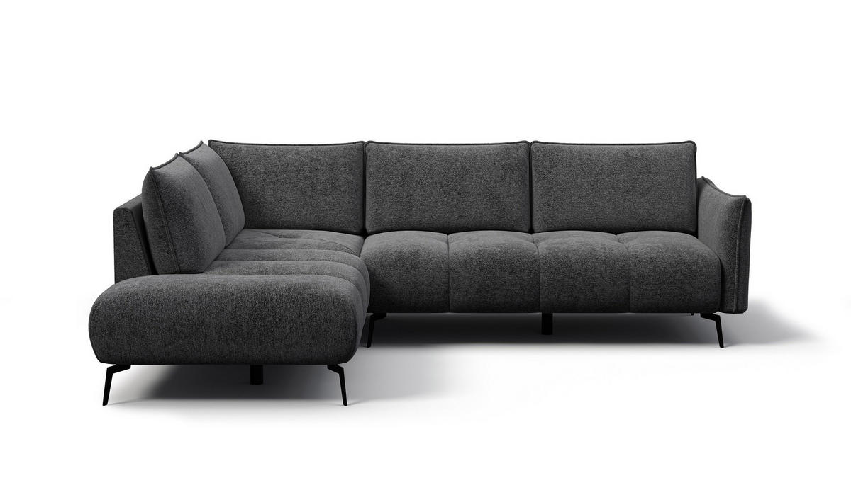 ECKSOFA AERA 5-Sitzer links, dunkelgrau - Dunkelgrau/Schwarz, Holz/Textil (268/206cm) - Courtois Laville