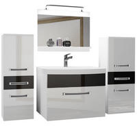 BADMÖBEL Badezimmer Weiß Schwarz Glänzend - Schwarz/Weiß, Holz (140/81/40cm) - B BELINI GROUP