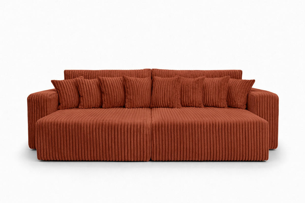 SCHLAFSOFA, Cordstoff Tilia, Kupfer, PIANO DOUBLE - Orange, Holz (246/83/145cm) - Kaiser Möbel