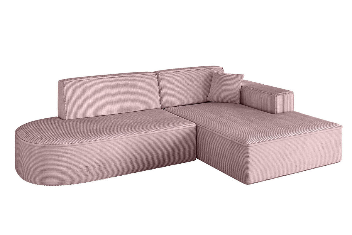 ECKSOFA Ottomane Rechts IREA-L1-v4 - 234x171x79 cm Rosa - Rosa, Holzwerkstoff/Textil (171/234cm) - ALTDECOR