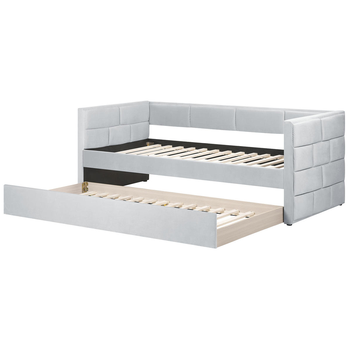 TAGESBETT 90/200cm Hellgrau Chavonne - Hellgrau, Textil (90/200cm) - Beliani