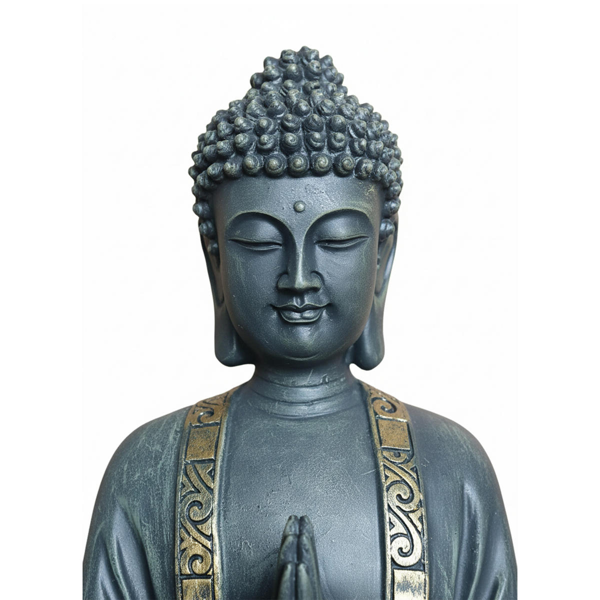 BUDDHA Figur - Anthrazit, Kunststoff (23/38/16cm) - Relaxdays