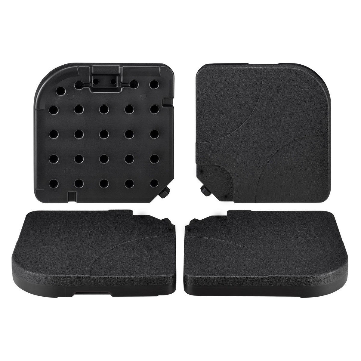 SCHIRMGEWICHT Quad 4 befüllbare Gewichte schwarz - Schwarz, Kunststoff (50/7.5/50cm) - Juskys