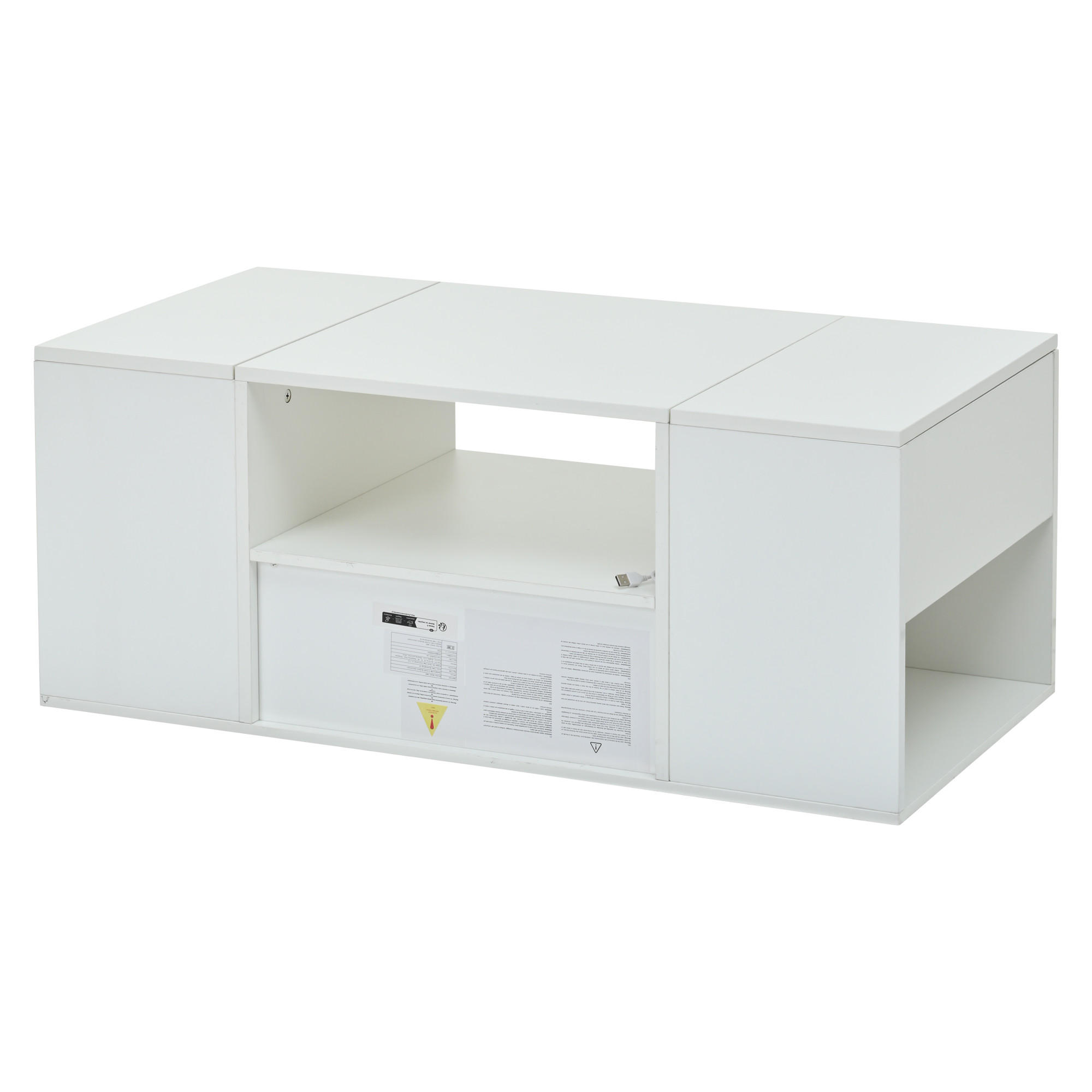 COUCHTISCH DE-122 LED 1-Schublade Weiß - Weiß, Holzwerkstoff (50/100/40cm) - ComfortXL