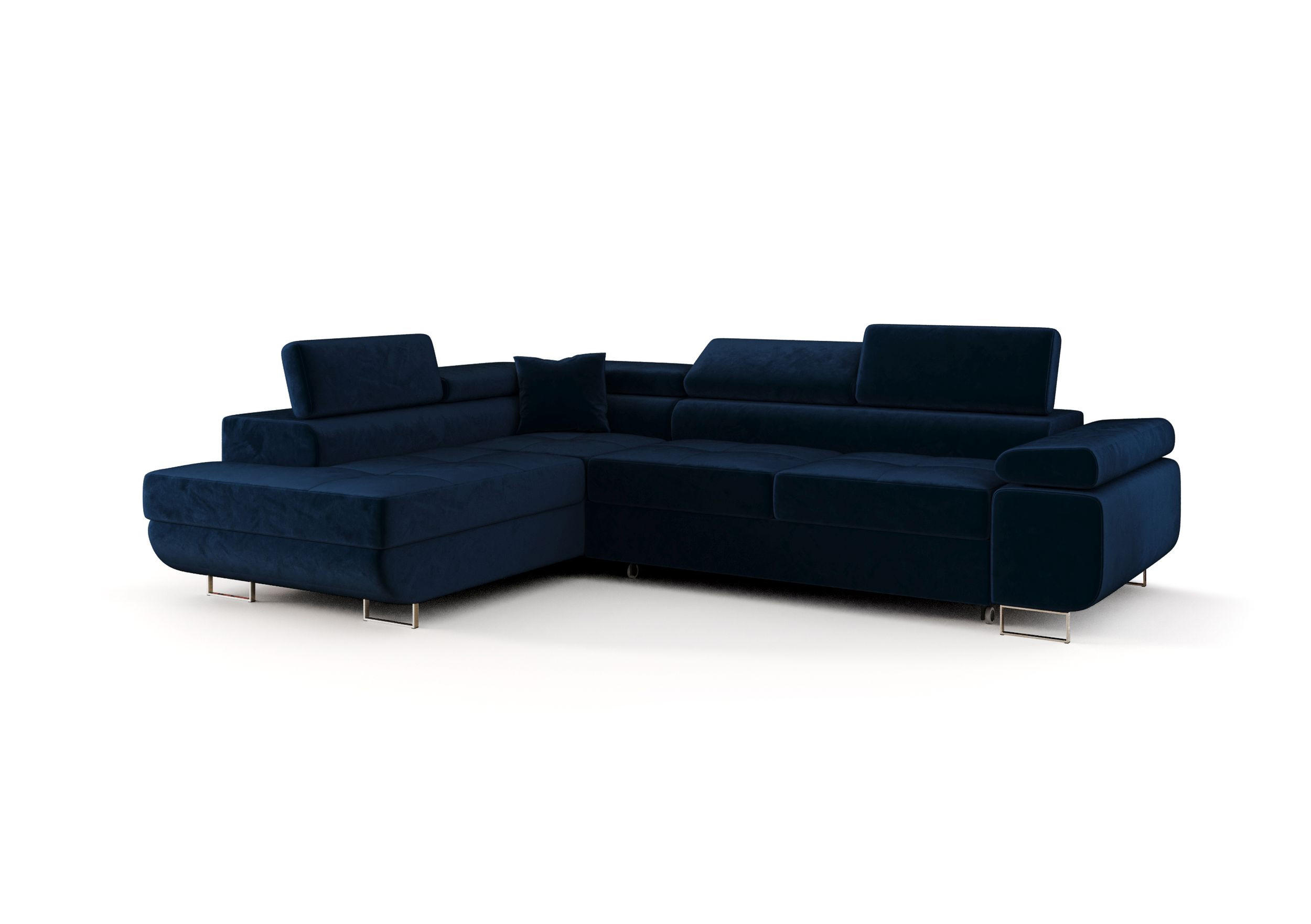 ECKSOFA EMILY mit Schlaffunktion Monolith 77 Links - Dunkelblau, Textil (275/200cm) - Bedante