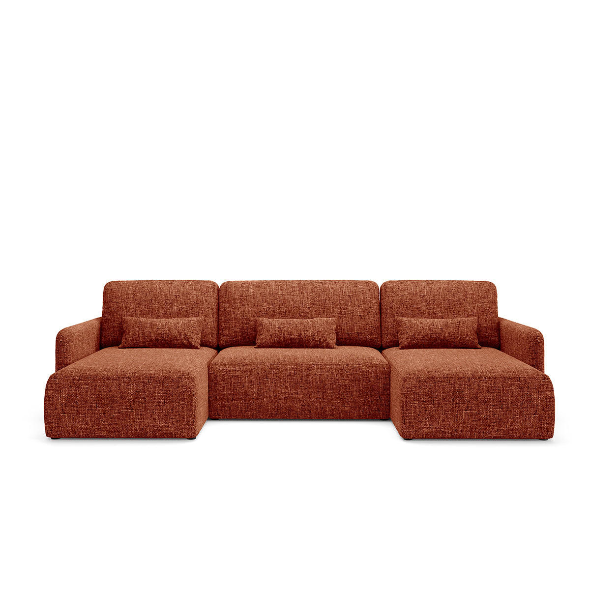 PANORAMASOFA Lazare 4 Sitzplätze Terracotta - Orange, Holz (290/86/148cm) - Petits-meubles