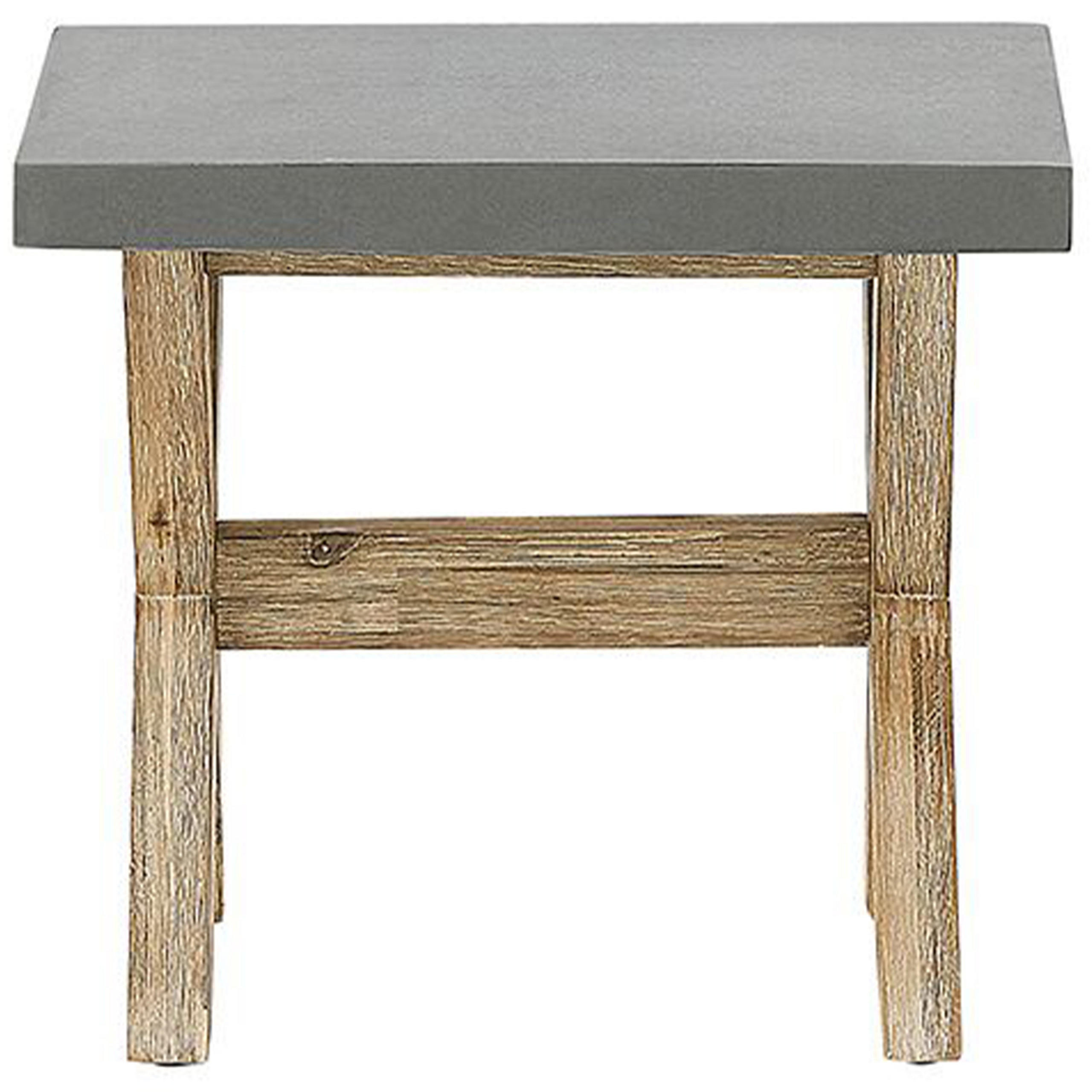HOCKER Faserzement/Akazienholz grau/heller Holzfarbton Olbia - Hellbraun/Grau, Stein (51/45/40cm) - Beliani