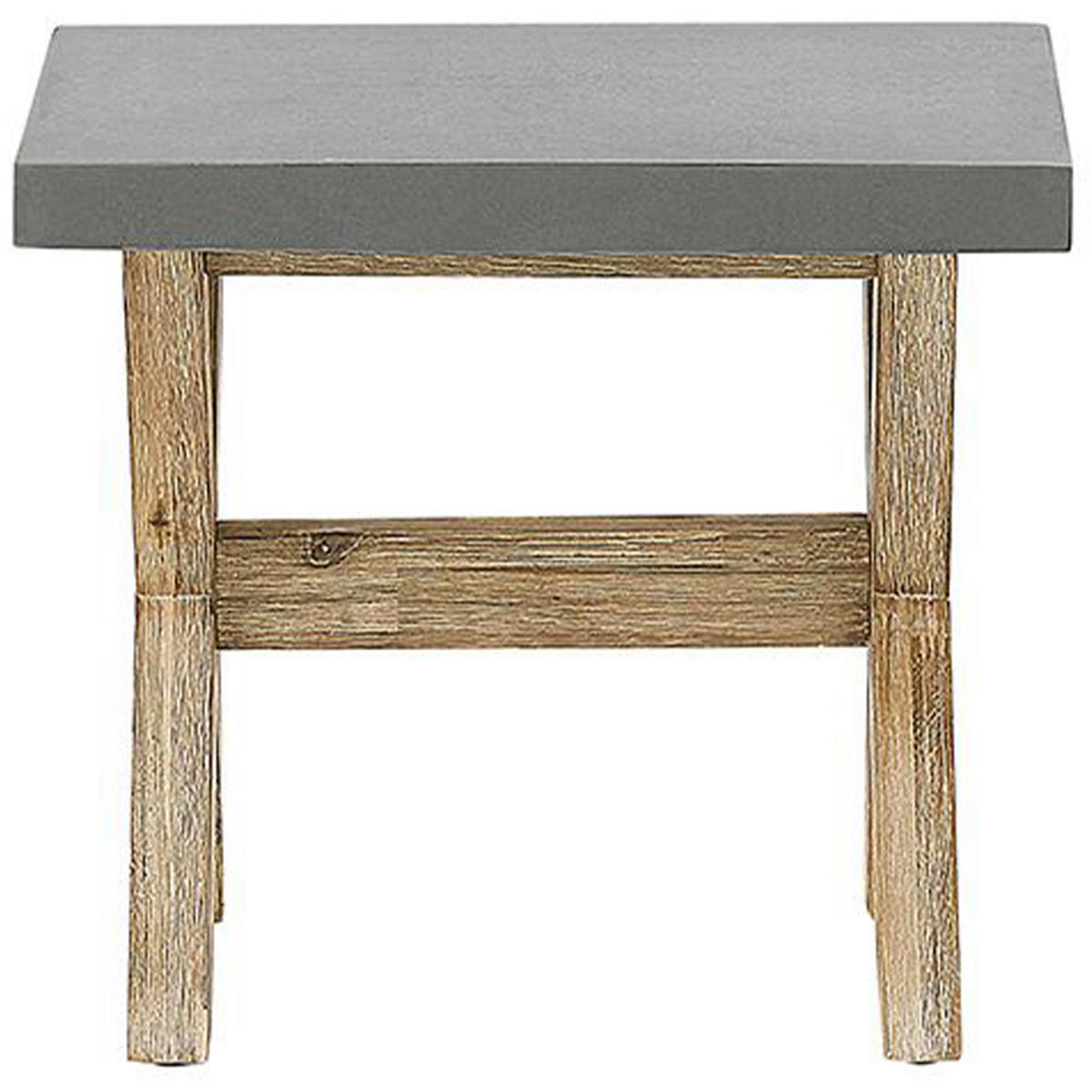 HOCKER Faserzement/Akazienholz grau/heller Holzfarbton Olbia - Hellbraun/Grau, Stein (51/45/40cm) - Beliani