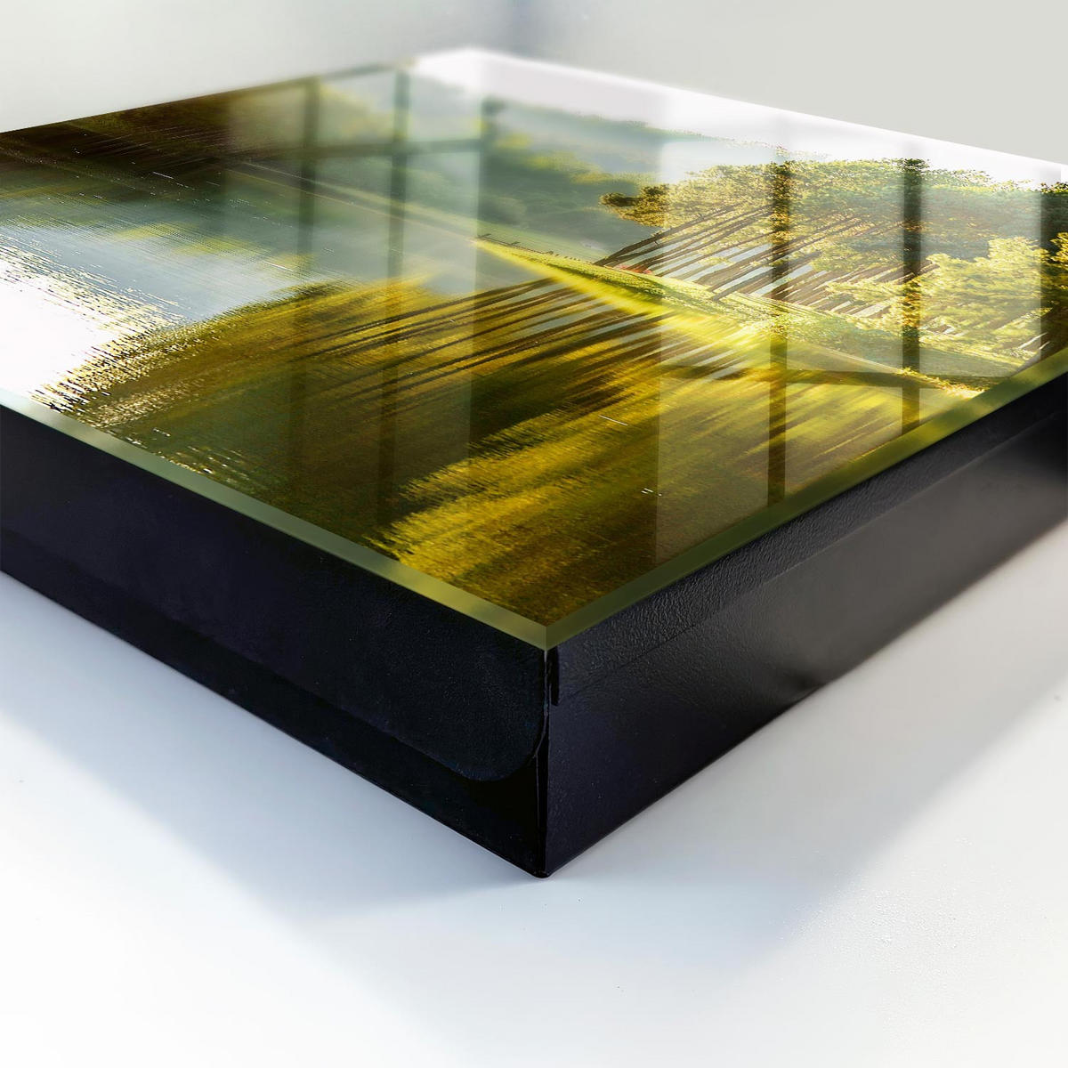 SCHLÜSSELBOX Schwarz 30x30 cm- Türöffnung nach rechts - Grüne Landschaft - Grün, Metall (30/30/5cm) - TULUP