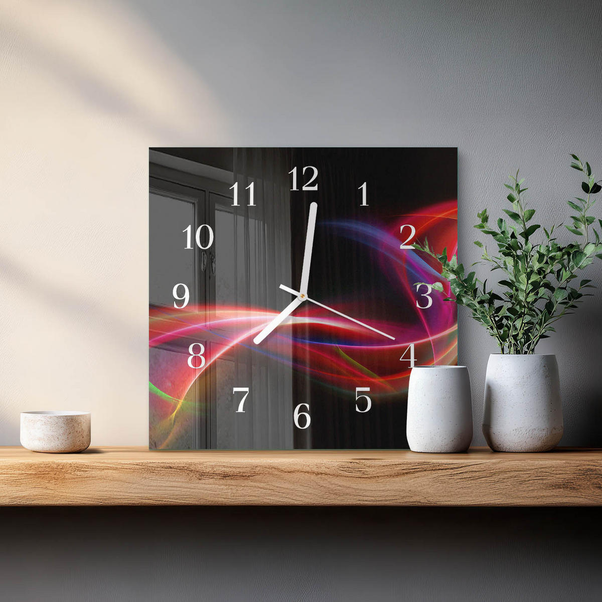 WANDUHR 30x30 cm - Abstrakte Linien - Schwarz, Glas (30/30/0.4cm) - TULUP