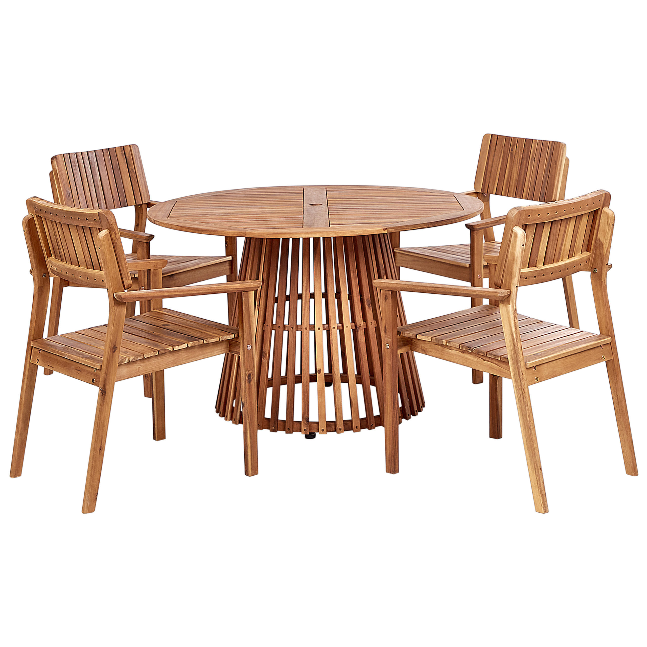 GARTENMÖBEL-SET 4-Sitzer Heller Holzfarbton Agello - Hellbraun, Holz - Beliani