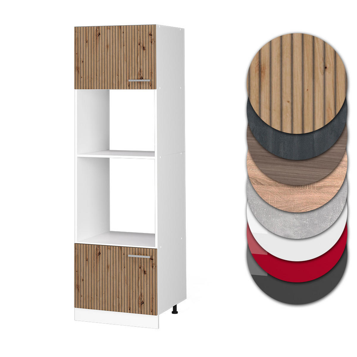 MIKROWELLENSCHRANK R-Line Artisan-Eiche 60 cm - Weiß/Eiche Artisan, Holzwerkstoff (60/206.8/57.2cm) - Vicco