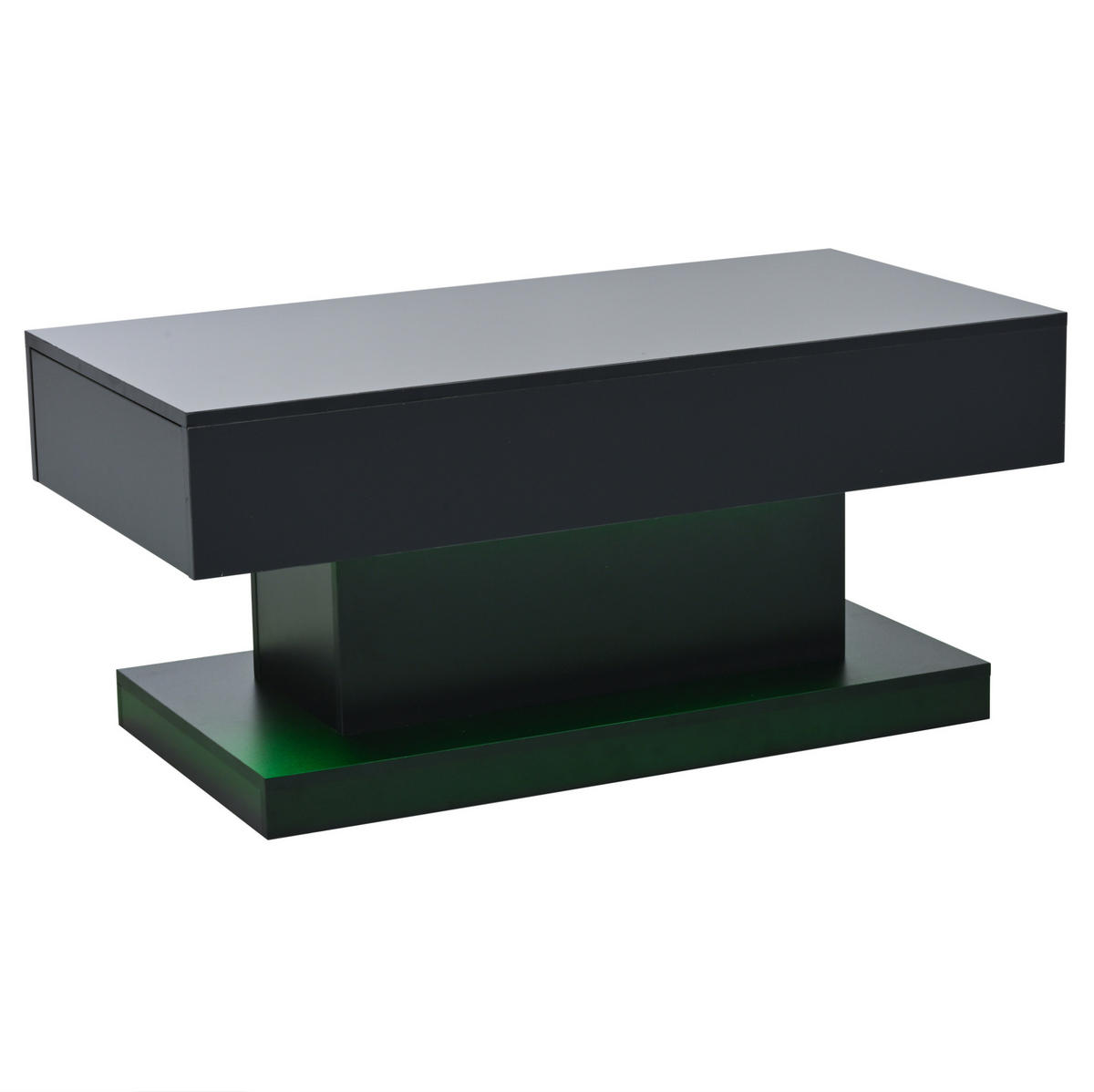 COUCHTISCH 100/50/45 cm Schwarz aus Spanplatte mit 2 Schubladen und LED-Lichtstreifen - Schwarz, Holzwerkstoff (100/50/45cm) - OKMYHOME