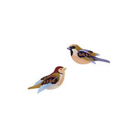 WANDDEKO Spatzen-Duo 4/6.5 cm - Multicolor, Wellpappe (4/6.5/16cm) - KUNSTLOFT
