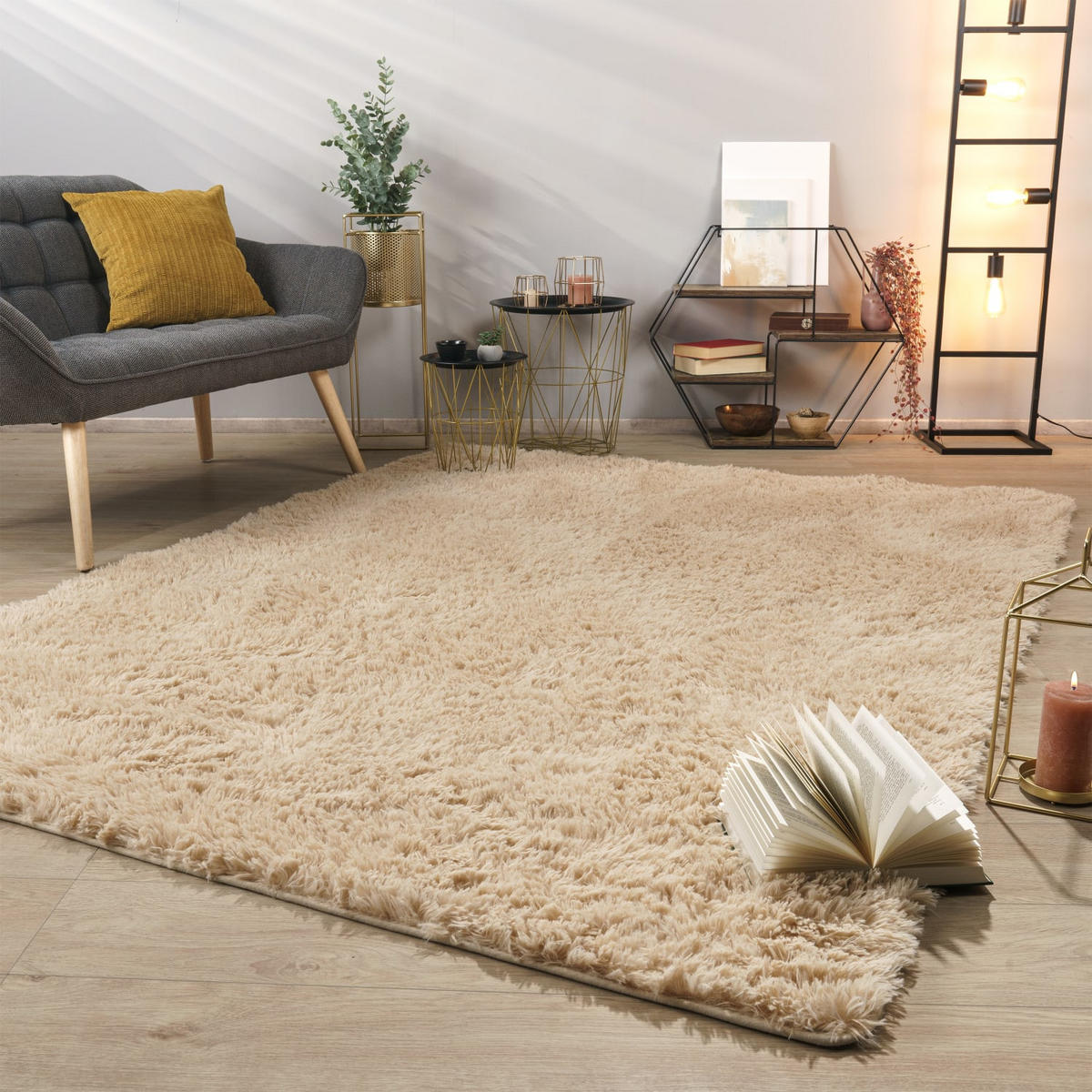 HOCHFLORTEPPICH Beige 140 x 200 cm - Beige, Kunststoff (140/200cm) - TT Home