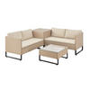 LOUNGEGARNITUR Santorini creme / sand inkl. Abdeckung - Creme, Kunststoff/Metall - Juskys