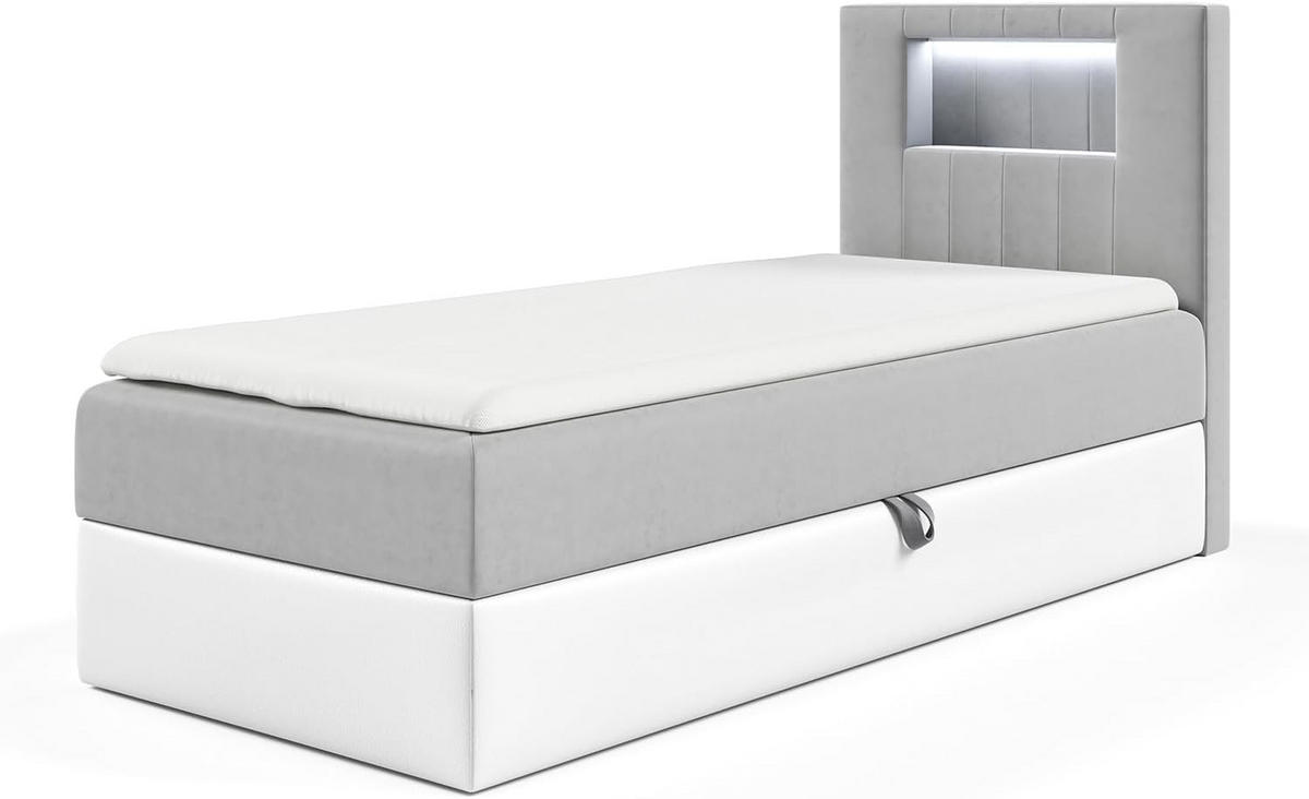 KINDERBETT GARETH 1 - Weiß/Grau, Holzwerkstoff (82/212cm) - Meblini