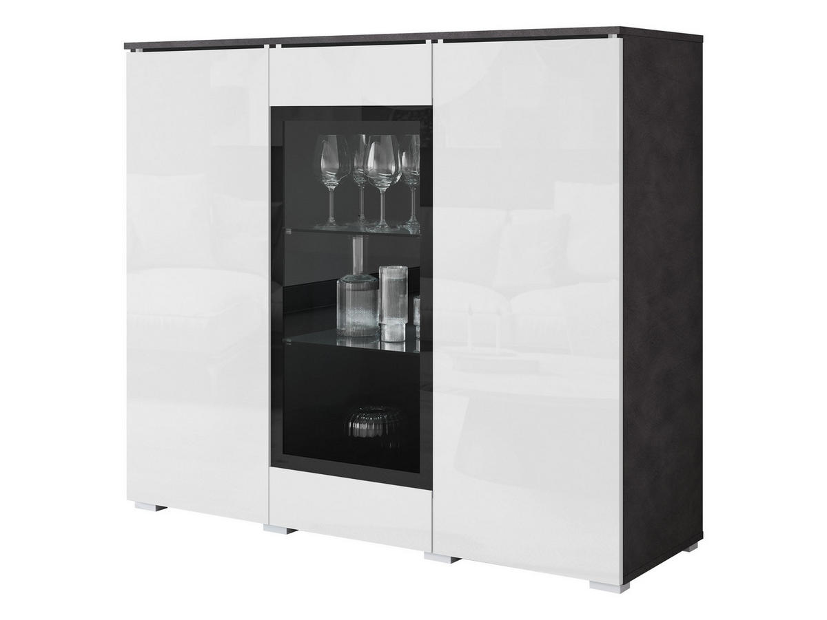 KOMMODE Vera 120 - Weiß Hochglanz/Silberfarben, Holzwerkstoff/Kunststoff (120/104/40cm) - MIRJAN24