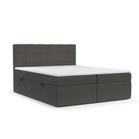 BOXBETT Tari Anthracite 180/200 cm mit Matratze und Topper - Anthrazit/Schwarz, Holz/Holzwerkstoff (180/200cm) - Maison de Reve