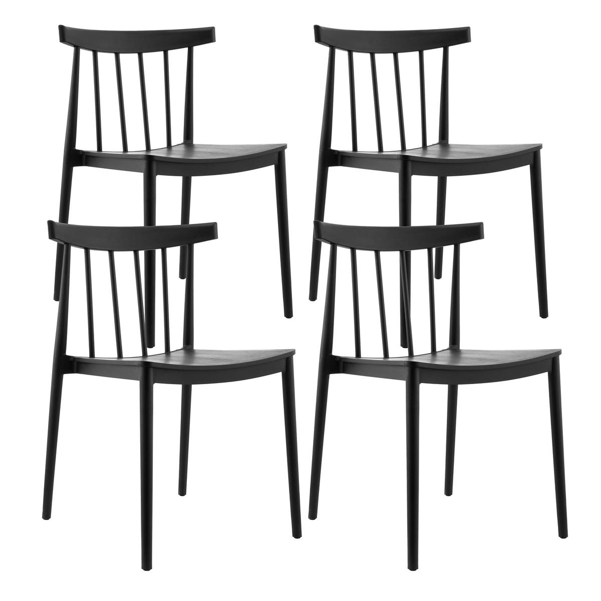 GARTENSTUHL 4-tlg., Schwarz - Schwarz, Kunststoff (50/76/51cm) - Oviala