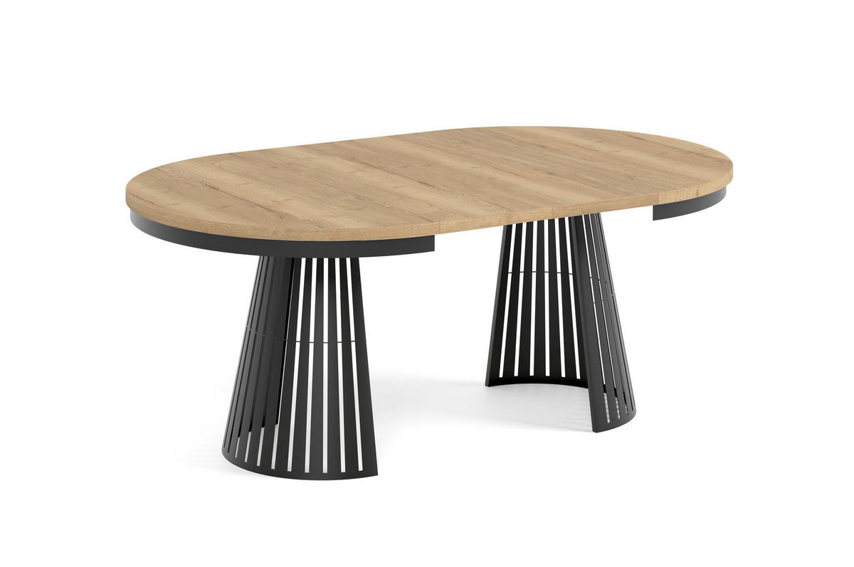 ESSTISCH Cone Bis - Hellbraun/Schwarz, Holzwerkstoff/Metall (120/120/76cm) - Meblini