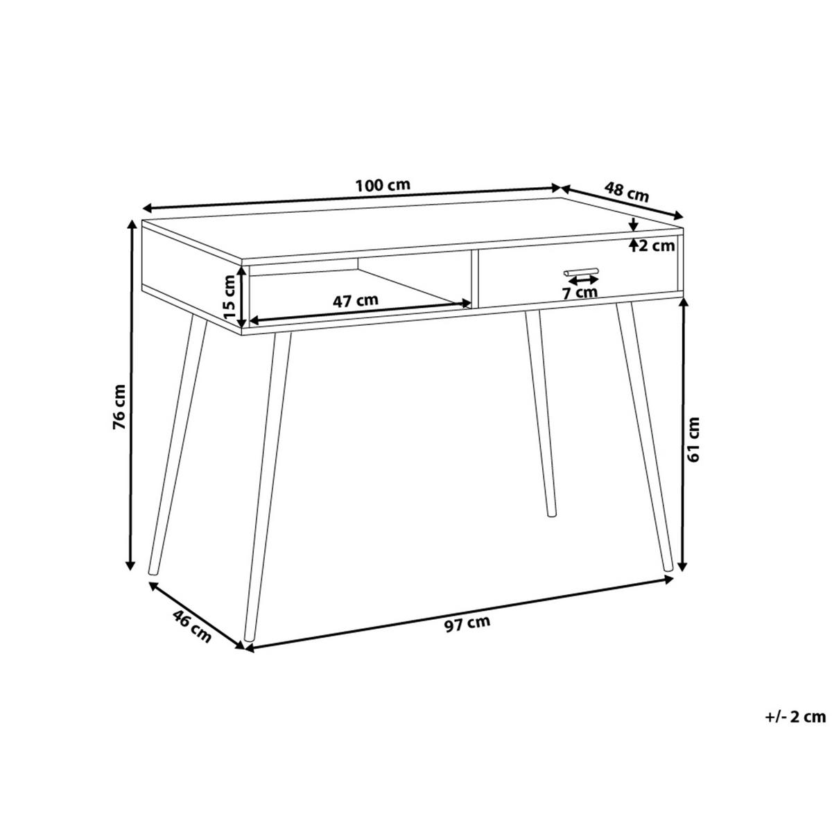 SCHREIBTISCH heller Holzfarbton 100/48/76 cm Deora - Hellgrau, Holzwerkstoff (48/100/76cm) - Beliani
