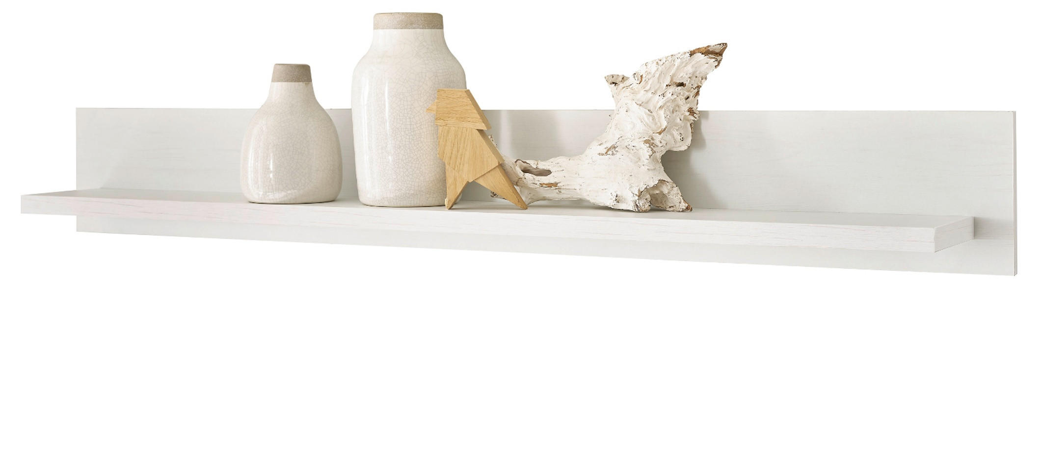 WANDBOARD weiß Pinie, Landhaus, Wandregal 150 cm - Weiß, Holzwerkstoff (150/20/20cm) - Furn.Design