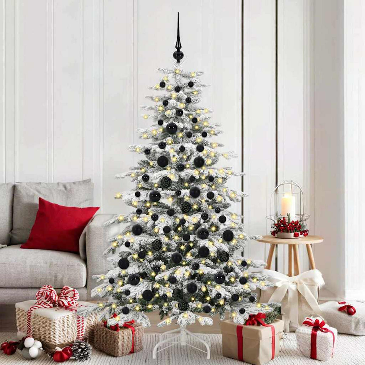 WEIHNACHTSKUGELSET 120 -teilig Schwarz Kunststoff - Schwarz, Kunststoff (6/27/6cm) - vidaXL
