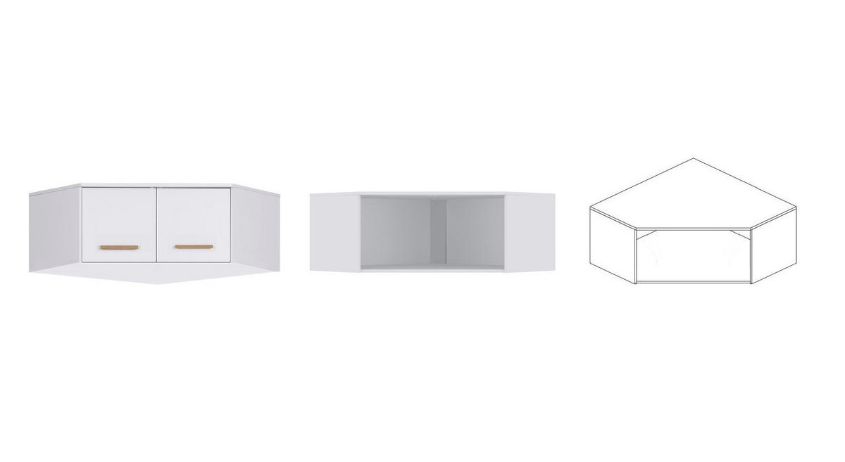 ECKKLEIDERSCHRANK REGAL GRANT SET 12/B WEIß 143/235/91 - Weiß, Holzwerkstoff (143/235/91cm) - Marmex Möbel