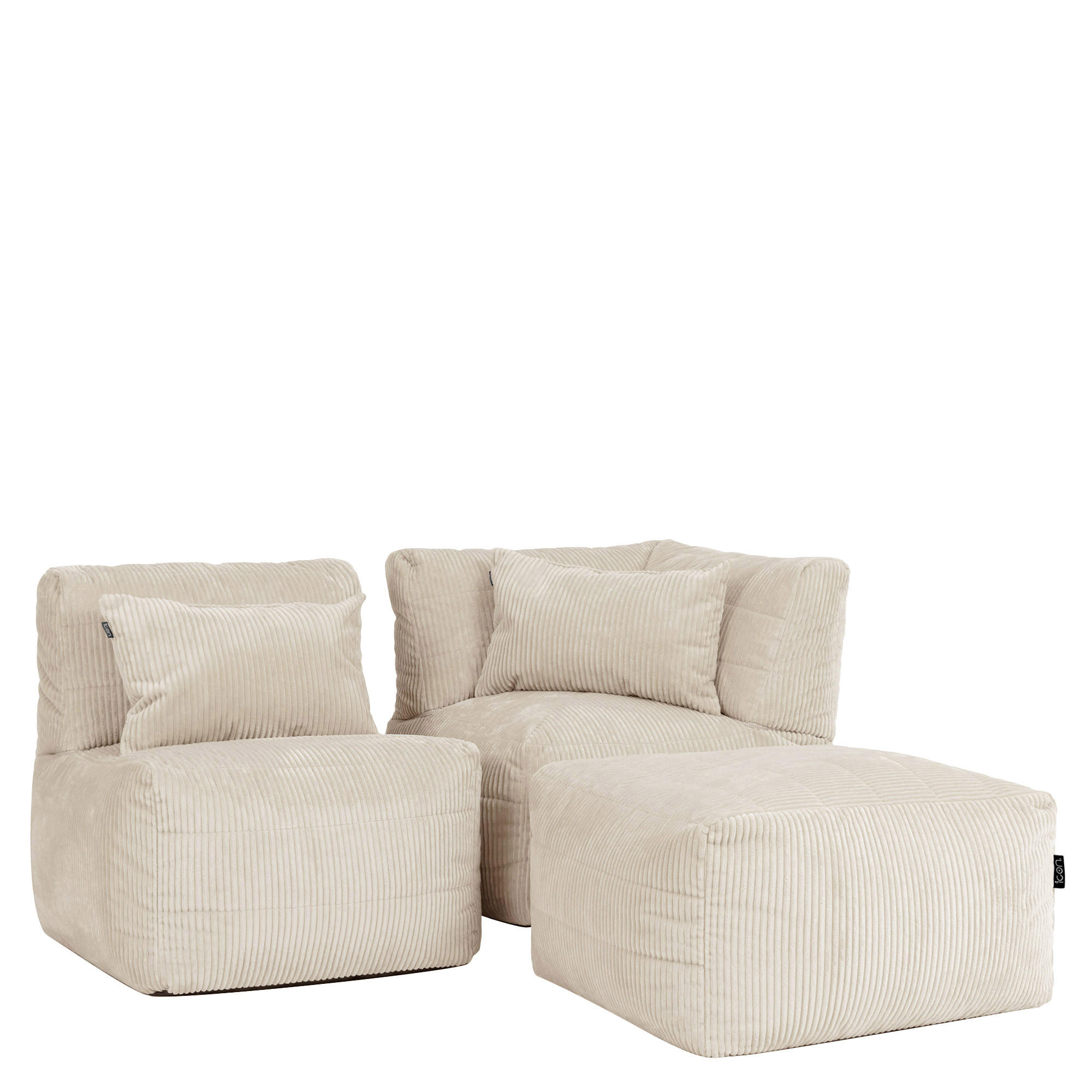 SITZSACK-SOFA 3-tlg. modular cord Noa - Beige, Textil (228/70/78cm) - icon