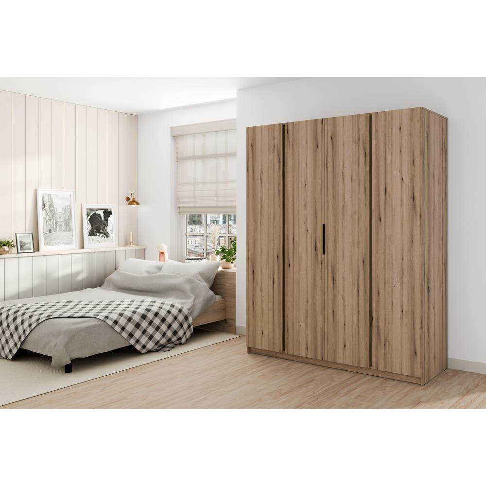 DREHTÜRENSCHRANK Kaya 200/62/239 4-Türig - Eichefarben, Holzwerkstoff (200/239/62cm) - Beautysofa