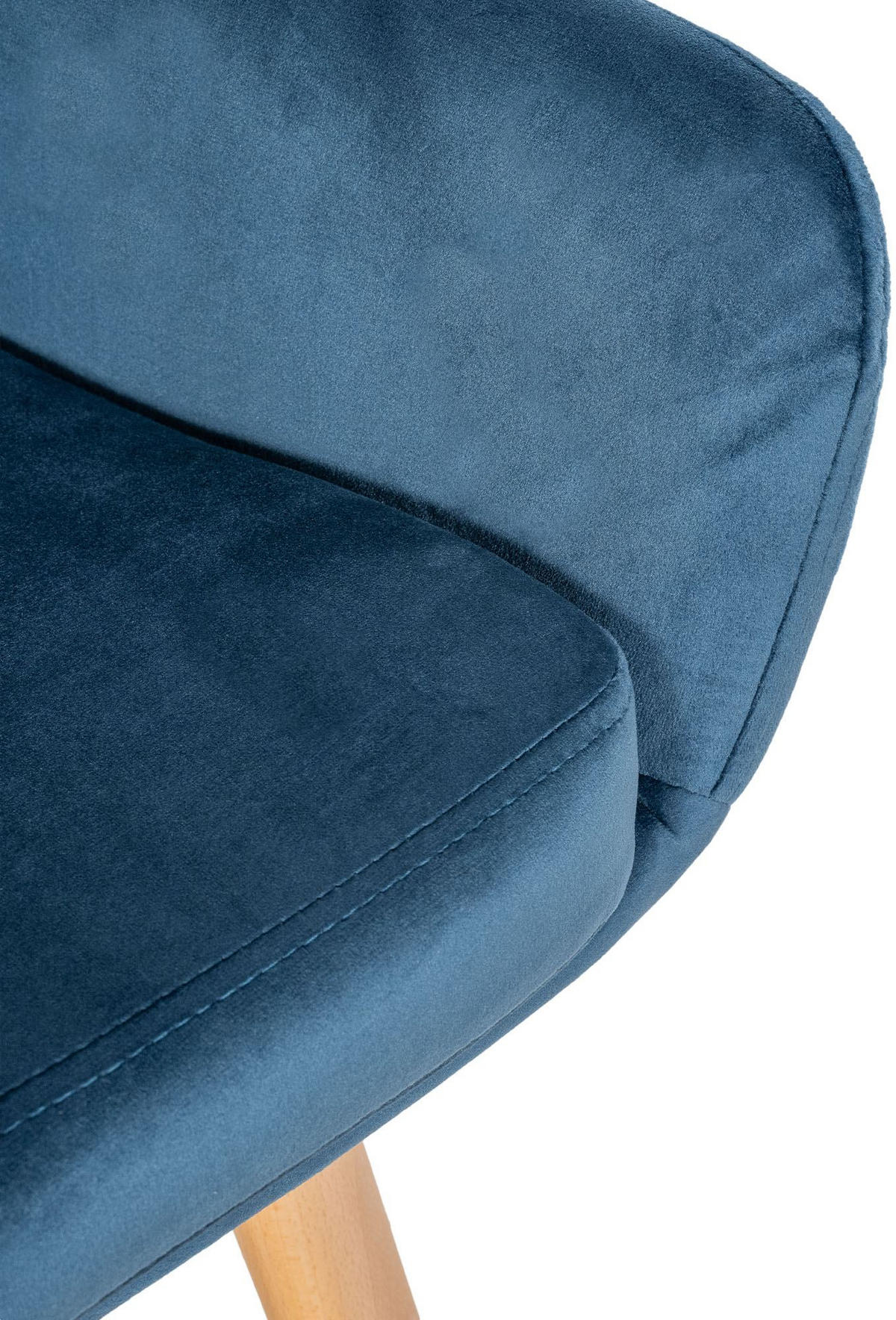 BARHOCKER 2er Set Samt Blau - Blau/Eukalyptusholzfarben, Holz/Textil (51/101/50cm) - CLP
